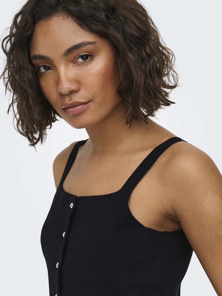 JDY JDYKITTY Pull gilet col carré sans manches Noir