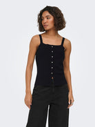JDY JDYKITTY Pull gilet col carré sans manches Noir