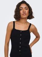 JDY JDYKITTY Pull gilet col carré sans manches Noir
