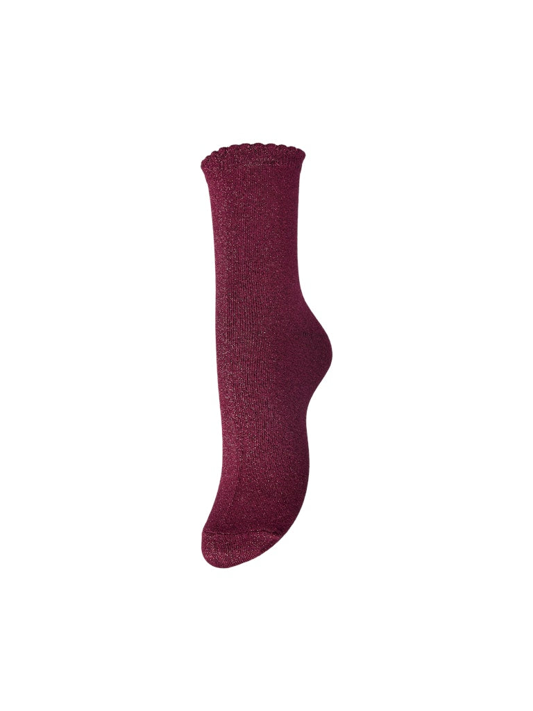 Pieces PCSEBBY Chaussettes longues lurex femme — Raspberry Radiance toned lurex rose