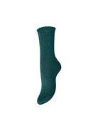 Pieces PCSEBBY Chaussettes longues lurex femme — Shaded Spruce toned lurex vert sapin