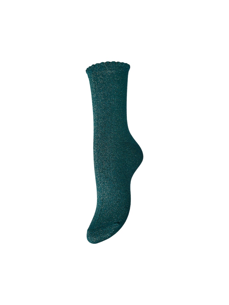 Pieces PCSEBBY Chaussettes longues lurex femme — Shaded Spruce toned lurex vert sapin