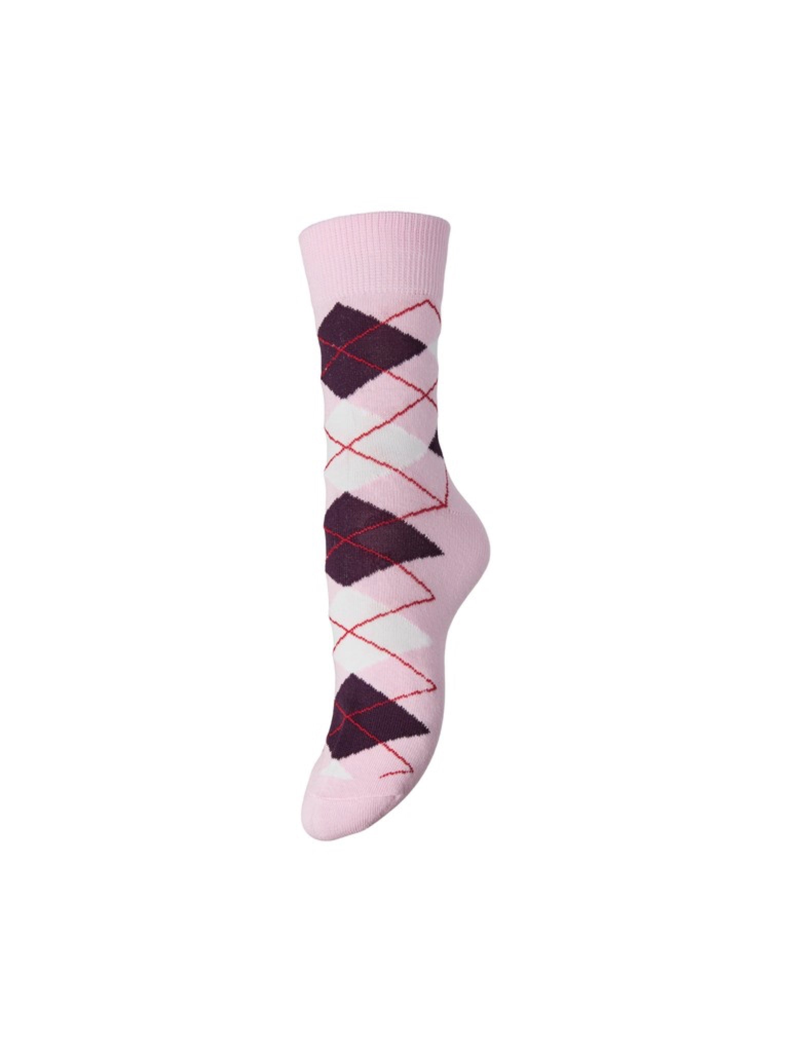 PCALBA Chaussettes — Roseate Spoonbill Pickled Beet/Cloud Dancer/Pompeian | Appart 17