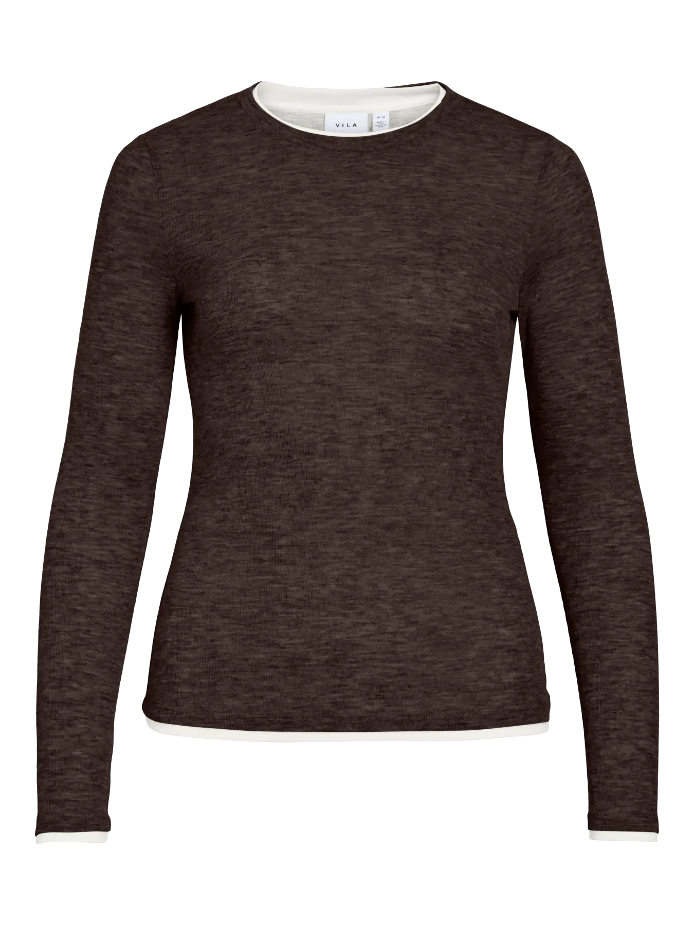 VIELIANNE Top manches longues col rond en maille côtelée fine — 3 coloris