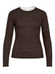 VIELIANNE Top manches longues col rond en maille côtelée fine — 3 coloris