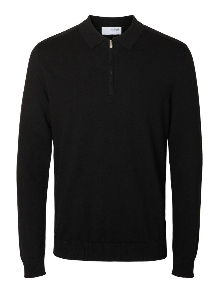 SLHBERG LS HALF ZIP POLO NOOS