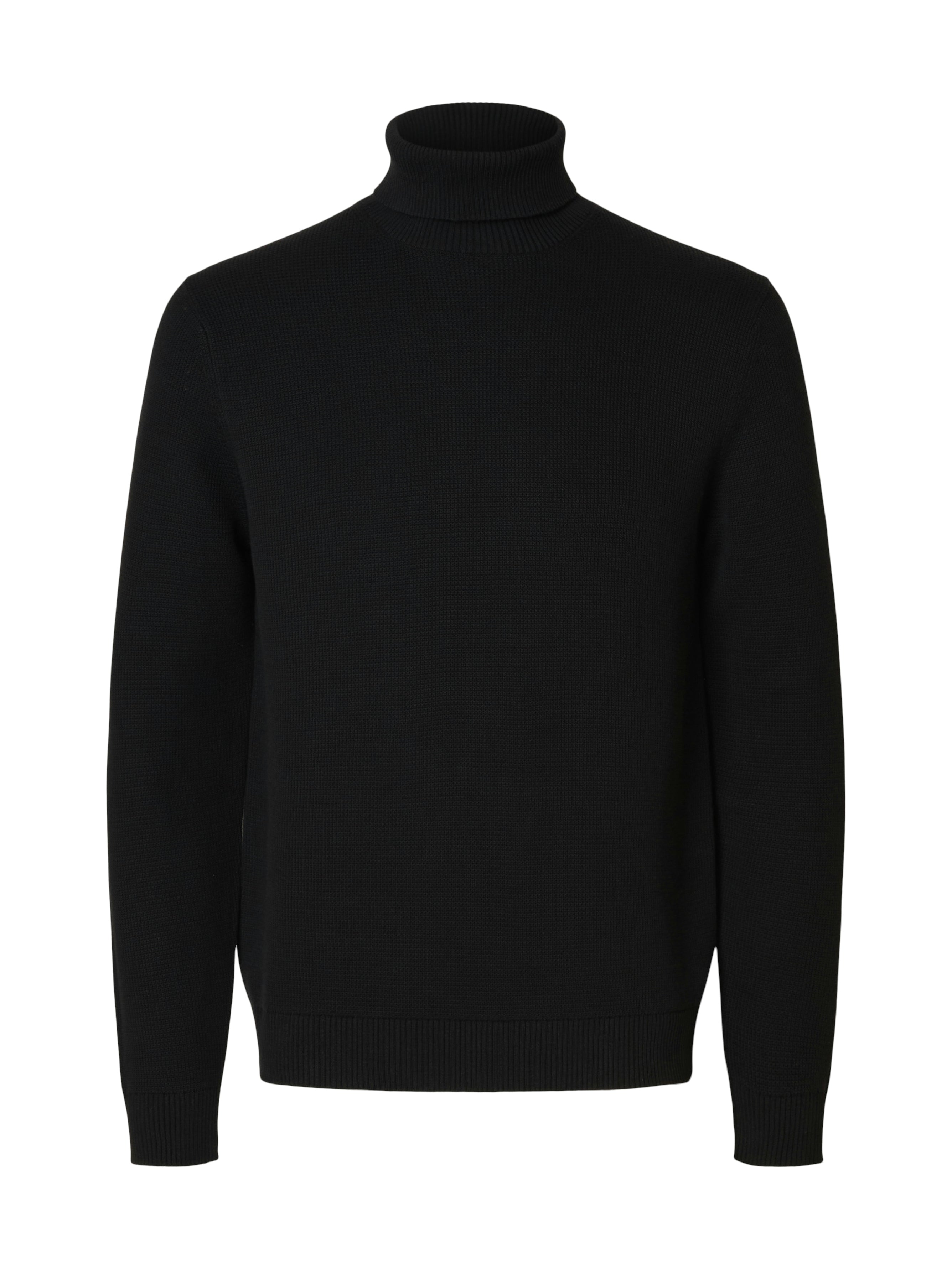SLMDANE Pull col roulé en maille structurée — Noir