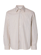 SELECTED HOMME SANDER HOLGER Chemise Rayée Manches Longues Birch Blissful Blue/Tawny Port