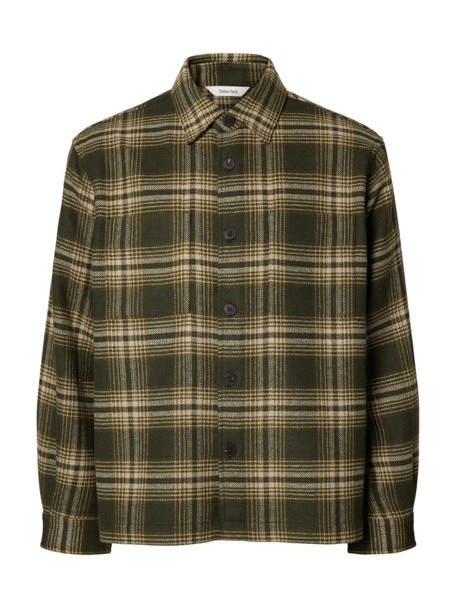 SLMOLE-PABLO Surchemise en laine mélangée Forest Night Oatmeal – Selected Homme | Appart 17