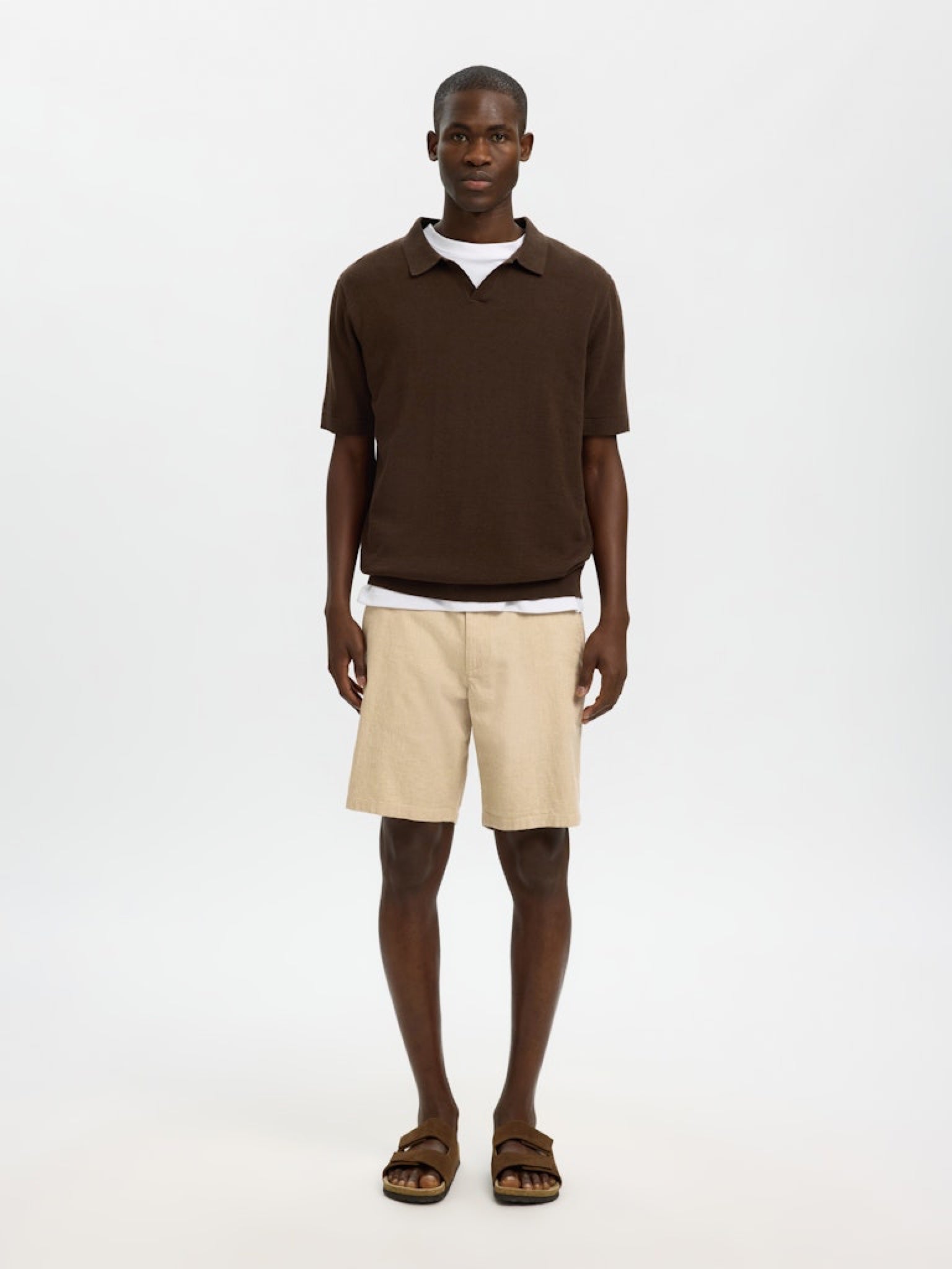 SLMREGULAR-BRODY Short en lin mélangé Incense Mixed w. Oatmeal – Selected Homme | Appart 17