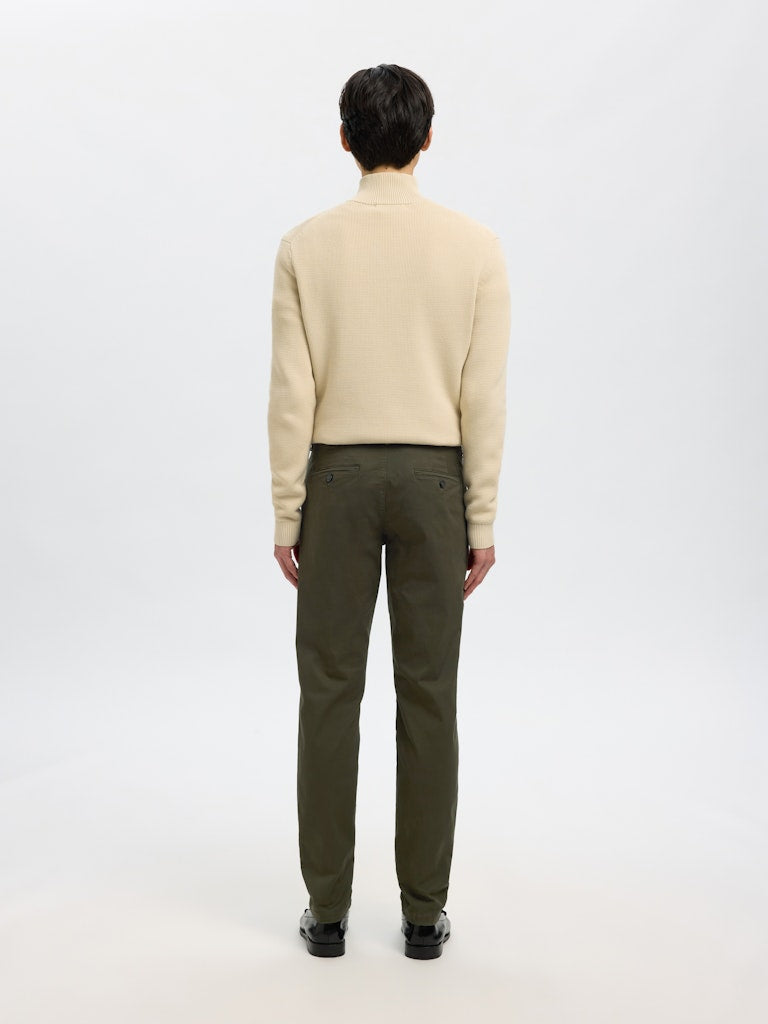 Selected Homme SLM175 Pantalon slim chino stretch coton bio Vert forêt — vue 2