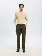 Selected Homme SLM175 Pantalon slim chino stretch coton bio Vert forêt — vue 4