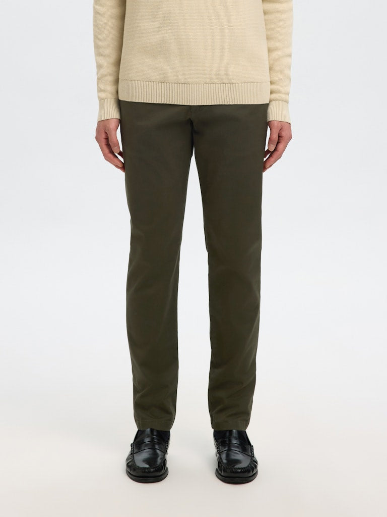 Selected Homme SLM175 Pantalon slim chino stretch coton bio Vert forêt — vue 6