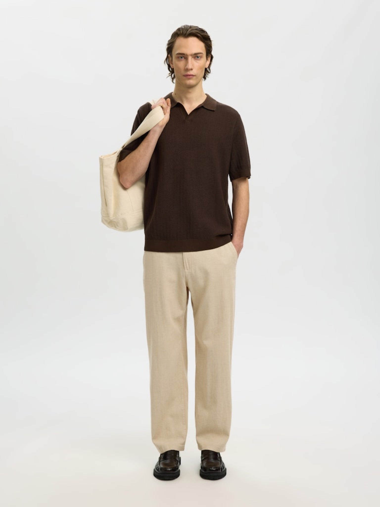 SLM220-LOOSE Pantalon en lin coupe loose Incense – Selected Homme | Appart 17