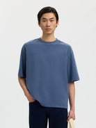 SLHBOXYCORY T-shirt boxy col rond Naval Academy – Selected Homme | Appart 17