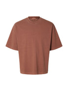 SLHBOXYCORY T-shirt boxy col rond Cherry Mahogany – Selected Homme | Appart 17
