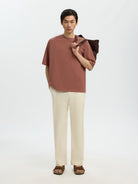 SLHBOXYCORY T-shirt boxy col rond Cherry Mahogany – Selected Homme | Appart 17