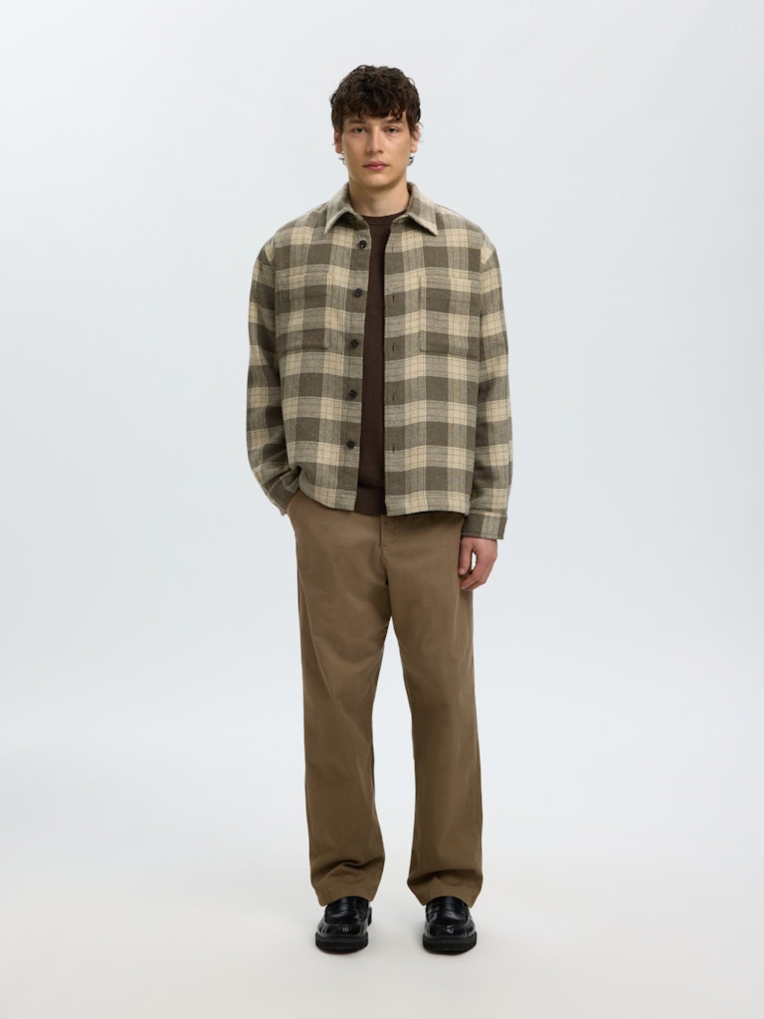 SLM220-LOOSE Pantalon en twill coupe loose Chocolate Chip – Selected Homme | Appart 17
