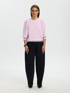 SLWTENNY Top maille manches 3/4 col rond Winsome Orchid – Selected Femme | Appart 17