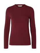 SLWMANJA Top col rond manches longues Tawny Port – Selected Femme | Appart 17