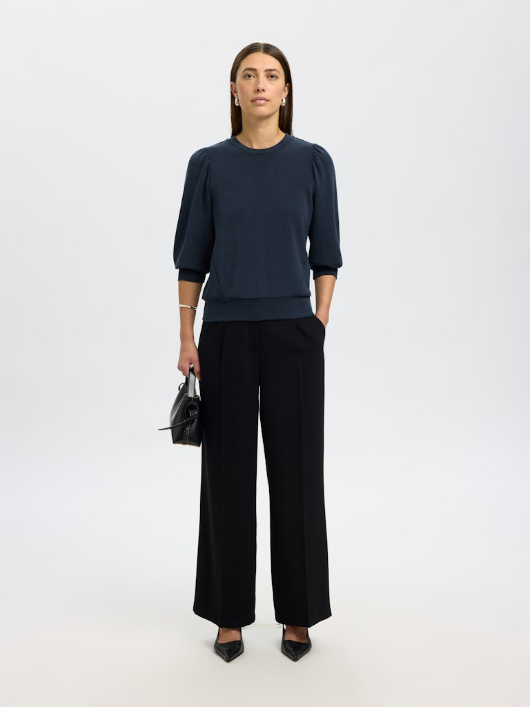 SLWTENNY Top maille manches 3/4 col rond Dark Sapphire – Selected Femme | Appart 17