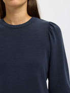 SLWTENNY Top maille manches 3/4 col rond Dark Sapphire – Selected Femme | Appart 17