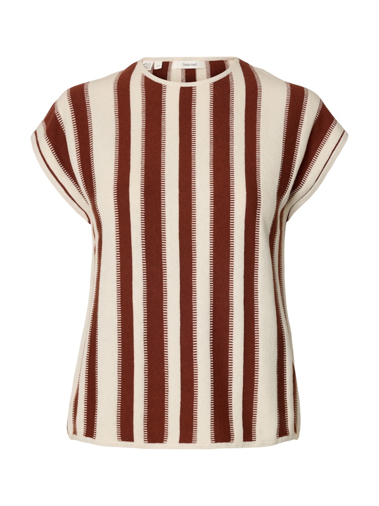 Selected Femme SLFLINA Top maille col rond Marron acajou
