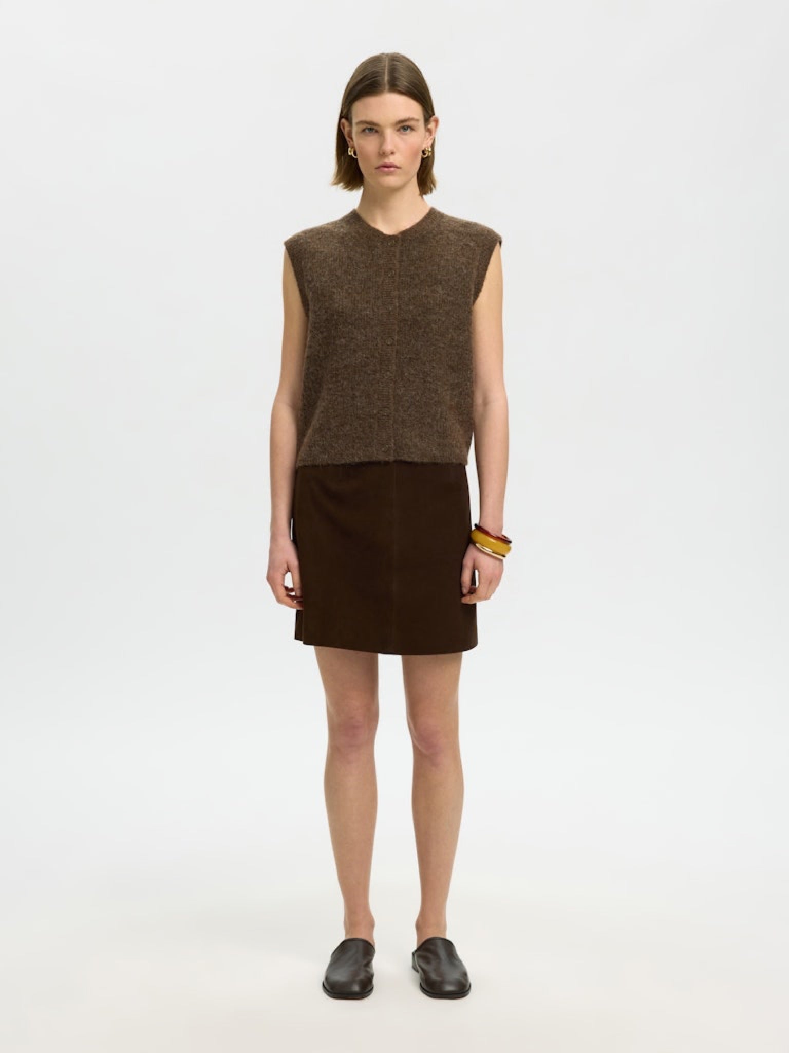 SLWLULU Gilet en maille sans manches boutonné Dachshund Melange – Selected Femme | Appart 17