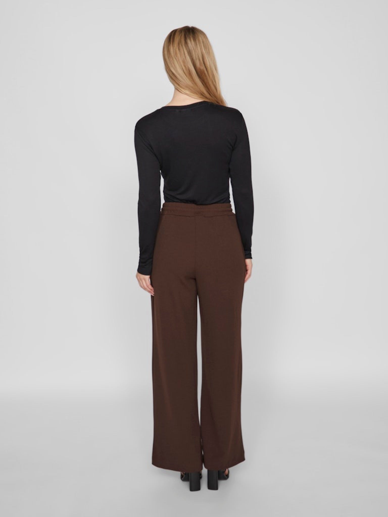 VICLUA Pantalon large taille haute Coffee Bean – VILA | Appart 17