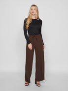 VICLUA Pantalon large taille haute Coffee Bean – VILA | Appart 17