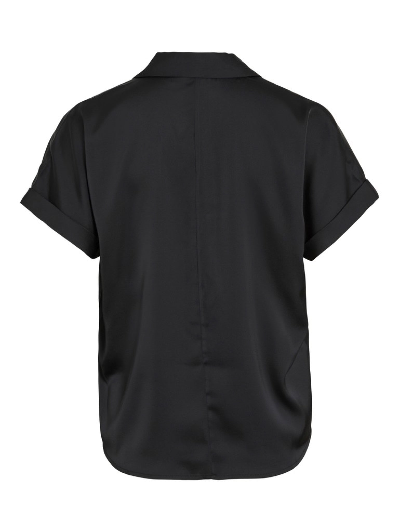 VIENNA RAVENNA Top manches courtes en satin recyclé Black Beauty – VILA | Appart 17