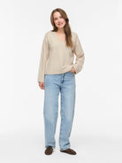 VILIGA Pull col V réversible en maille Birch – VILA | Appart 17