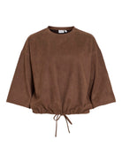 VISUDAS Top col rond manches 3/4 Coffee Bean – VILA | Appart 17