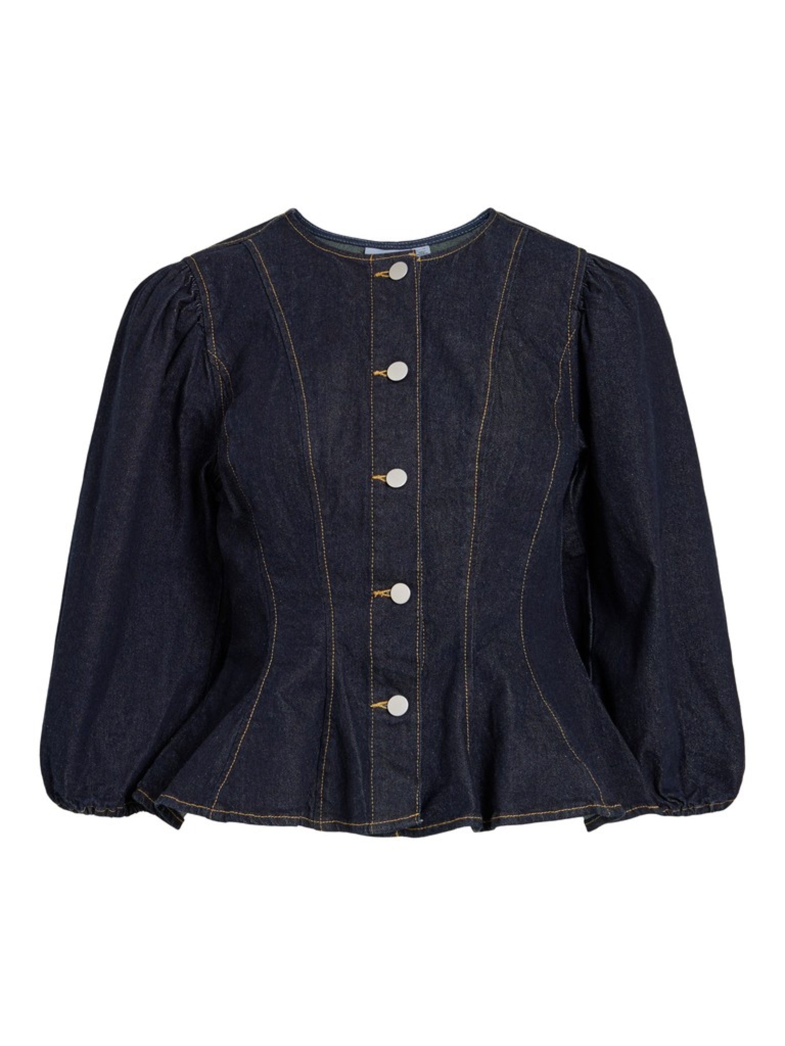 VIROSE Top manches ballon 3/4 Dark Blue Denim – VILA | Appart 17