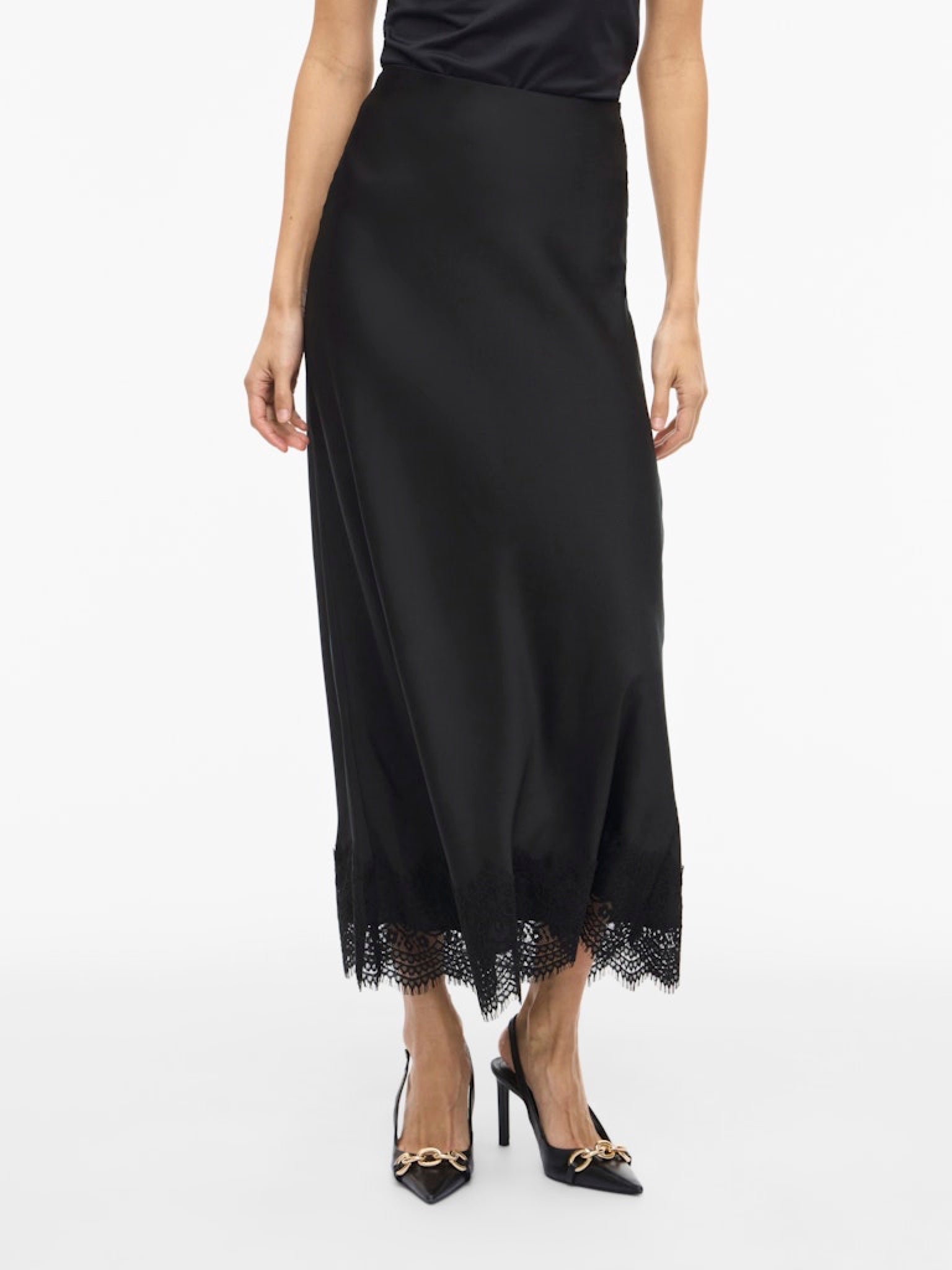 VIELLETTE Jupe longue en dentelle taille haute Black Beauty – VILA | Appart 17