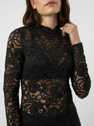 YASLACEY Top en dentelle manches longues Black – YAS | Appart 17