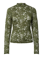 YASLACEY Top en dentelle manches longues Sphagnum – YAS | Appart 17