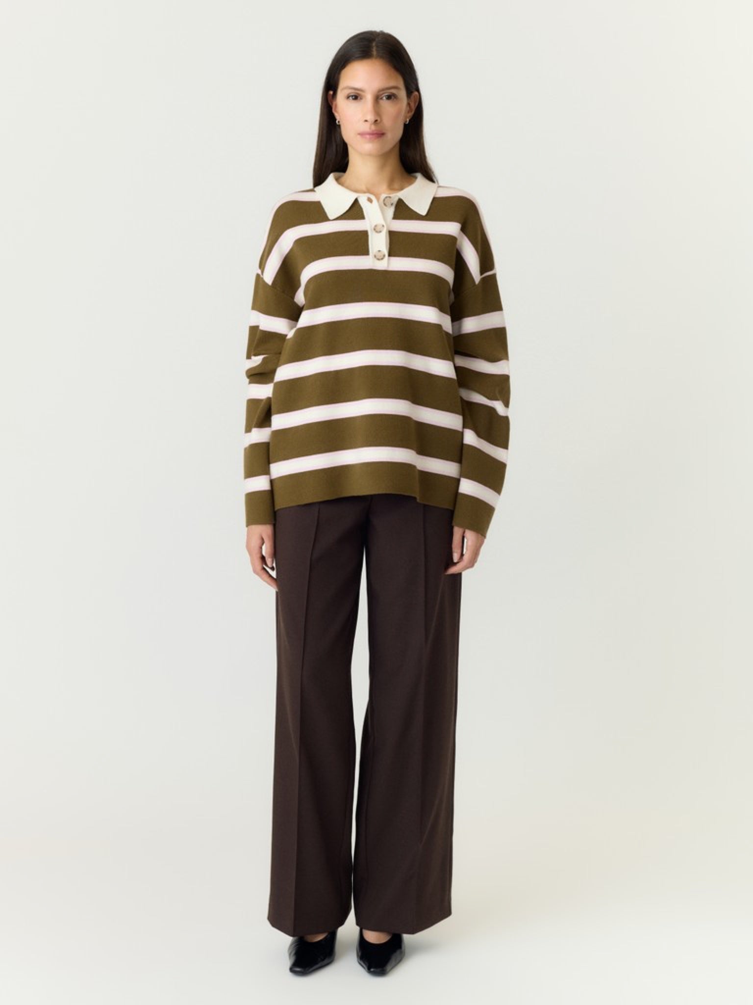 YASISABELL Polo — Fir Green W. Stripes | Appart 17