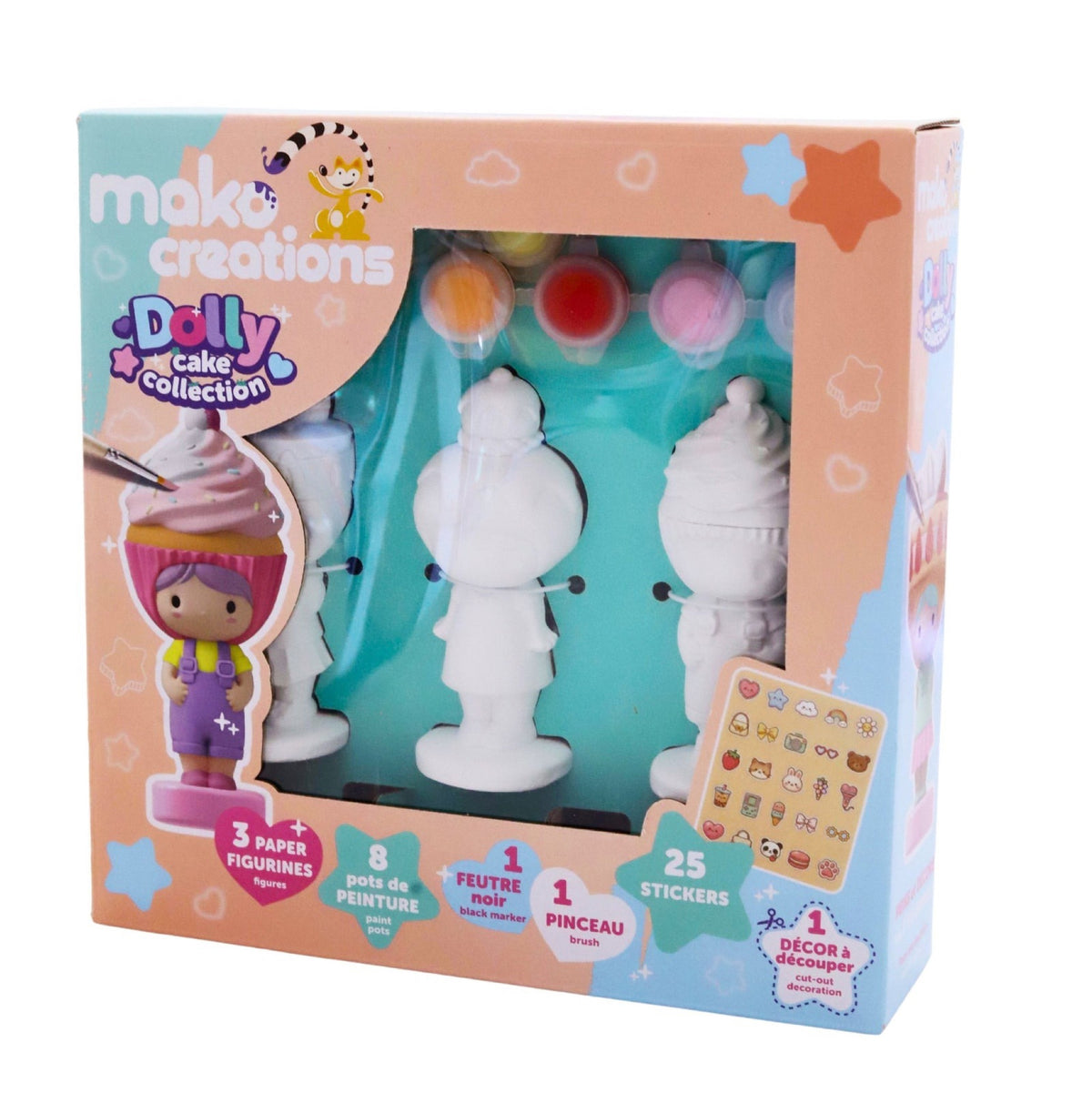 Kit de peinture Dolly Collection, 3 figurines à décorer — mako moulages — Cake — autre vue 2 | Appart 17 Bruxelles
