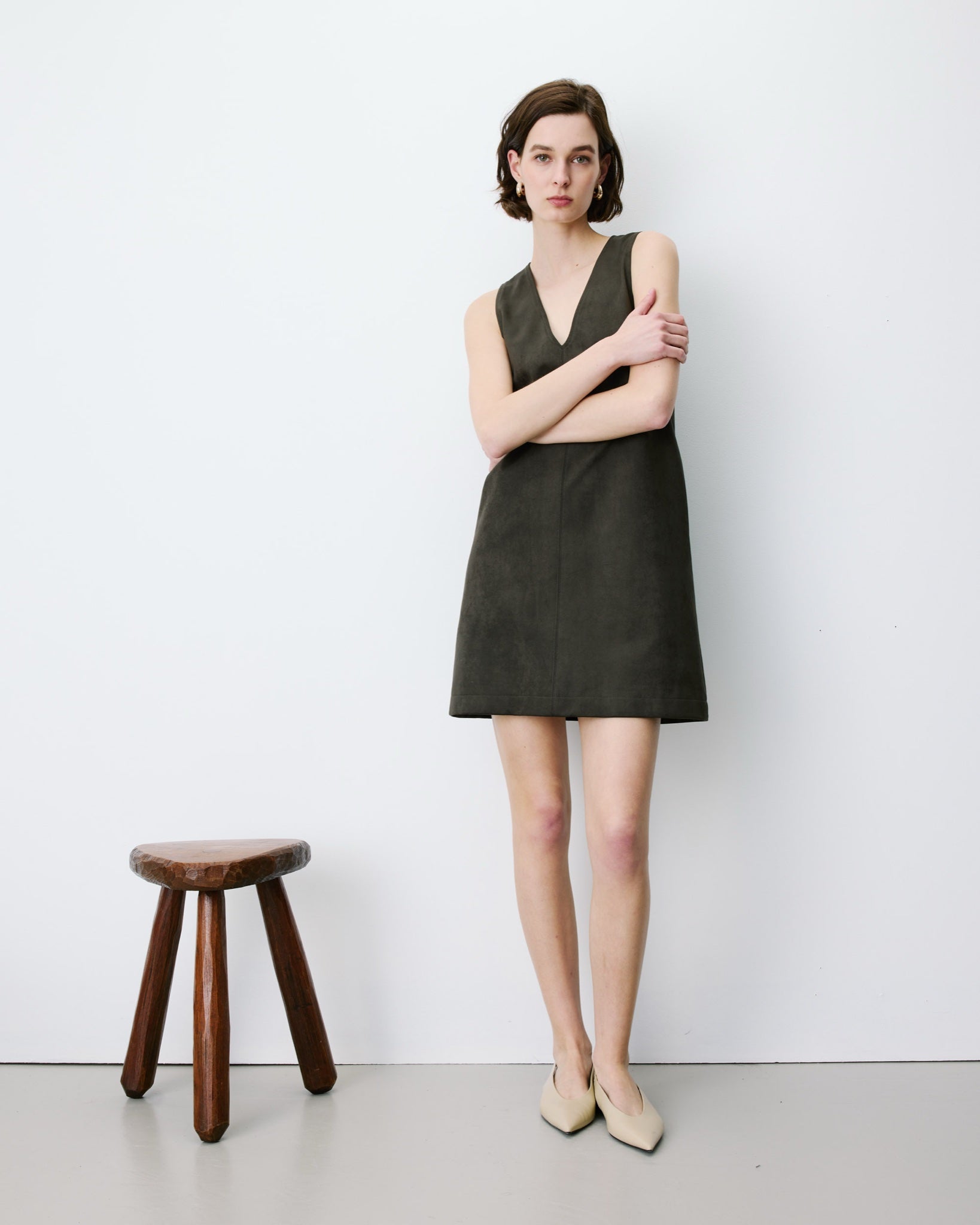 Anaya Robe chasuble en suédine — Kaki — vue 3