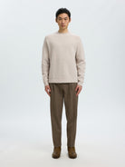 SLMDOMESTIC Pull col rond en laine Nativa — Silver Birch — vue 4