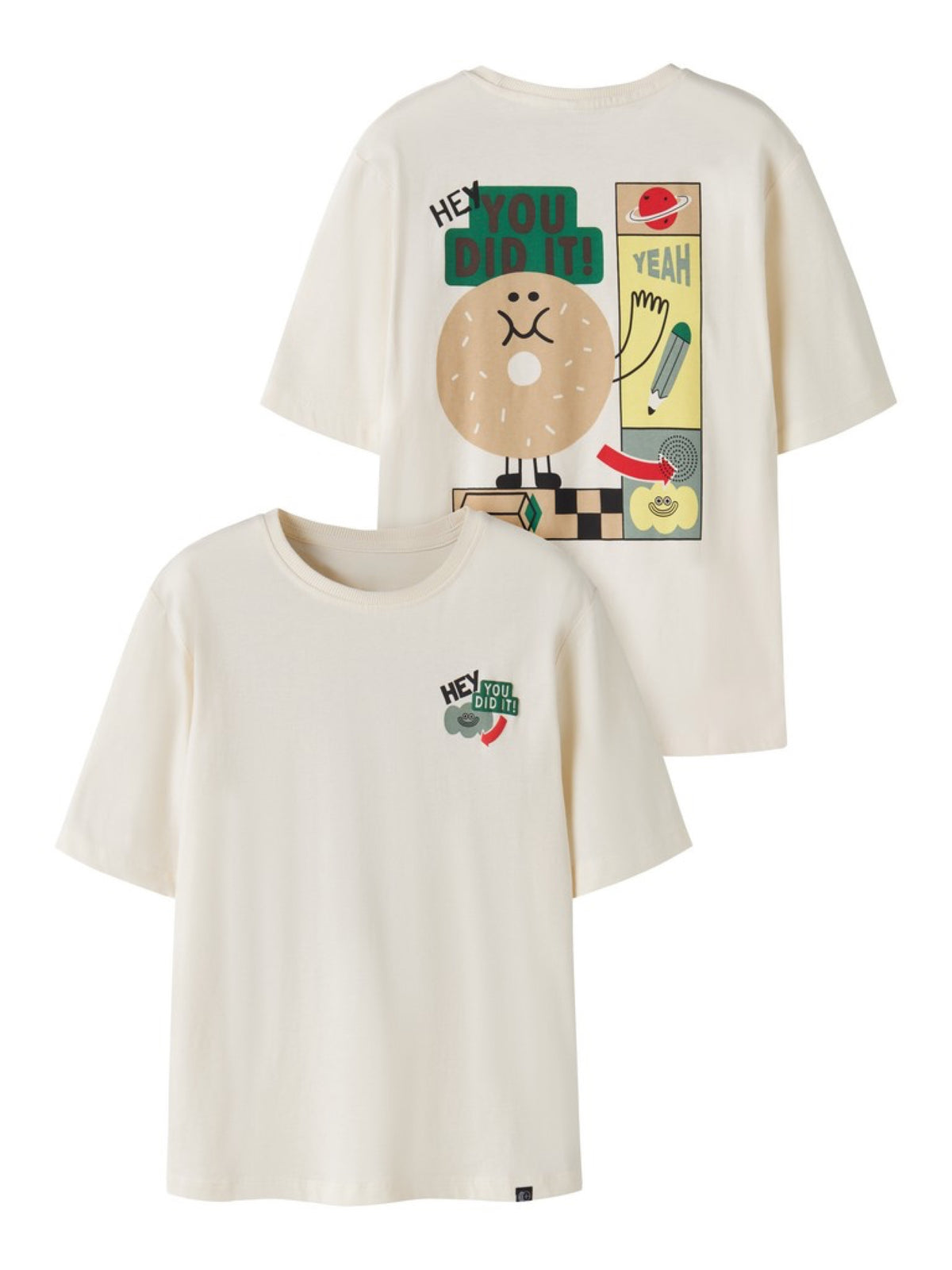 NKMKNASO T-shirt « You did it! » garçon — name it — Antique White — vue de face | Appart 17 Bruxelles