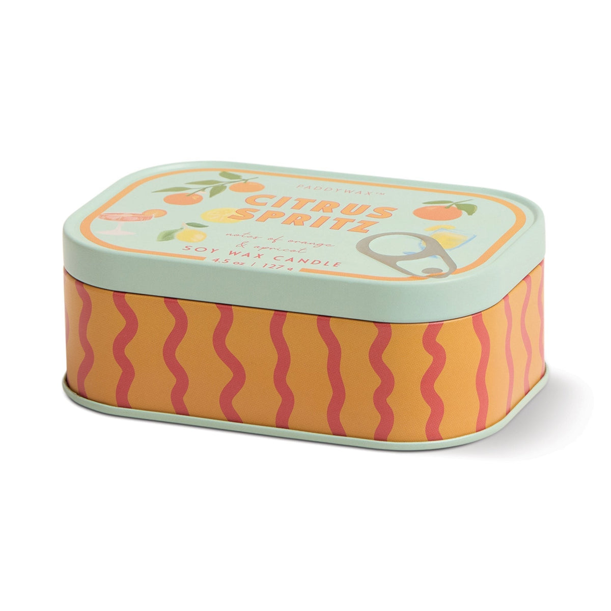 Paddywax Bistro Orange Bougie parfumée boîte métal 127 g, 2 mèches — Paddywax — Citrus Spritz — packshot 2 | Appart 17 Bruxelles