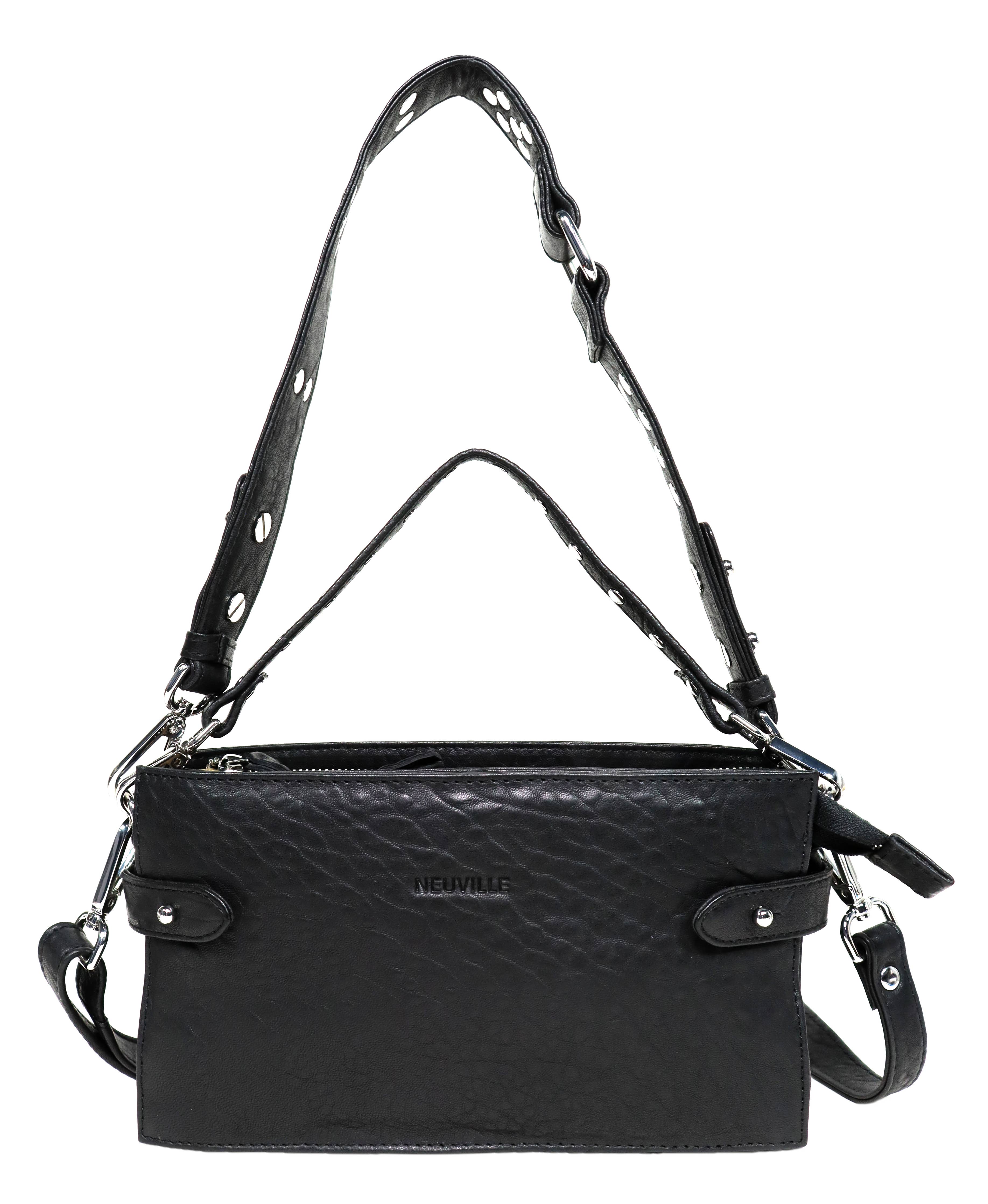 ROCK MAMA - Sac à bandoulière et à bandoulière en cuir noir à bulles — Neuville — Cardigans & Gilets — Appart17 — vue 2
