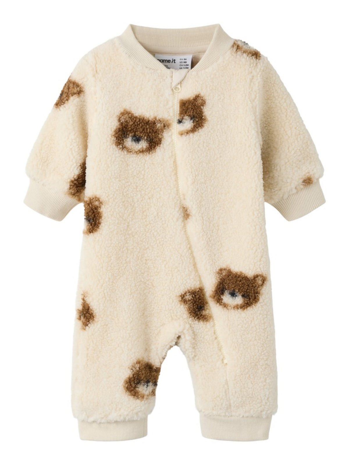 NBMORLAJ Combinaison bébé en teddy à oursons — name it — Birch — vue de face | Appart 17 Bruxelles