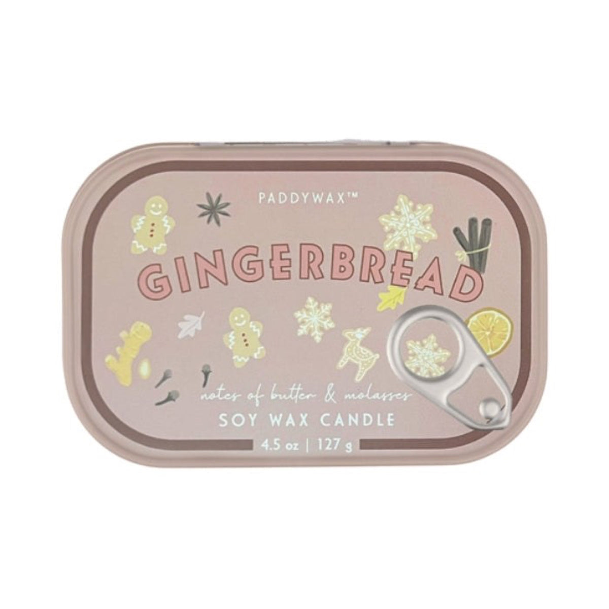 Paddywax Bistro Gingerbread Bougie parfumée boîte métal 127 g, 2 mèches — Paddywax — Gingerbread — packshot | Appart 17 Bruxelles
