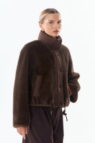 POLLY Blouson fausse fourrure et nylon — Marron — vue 2