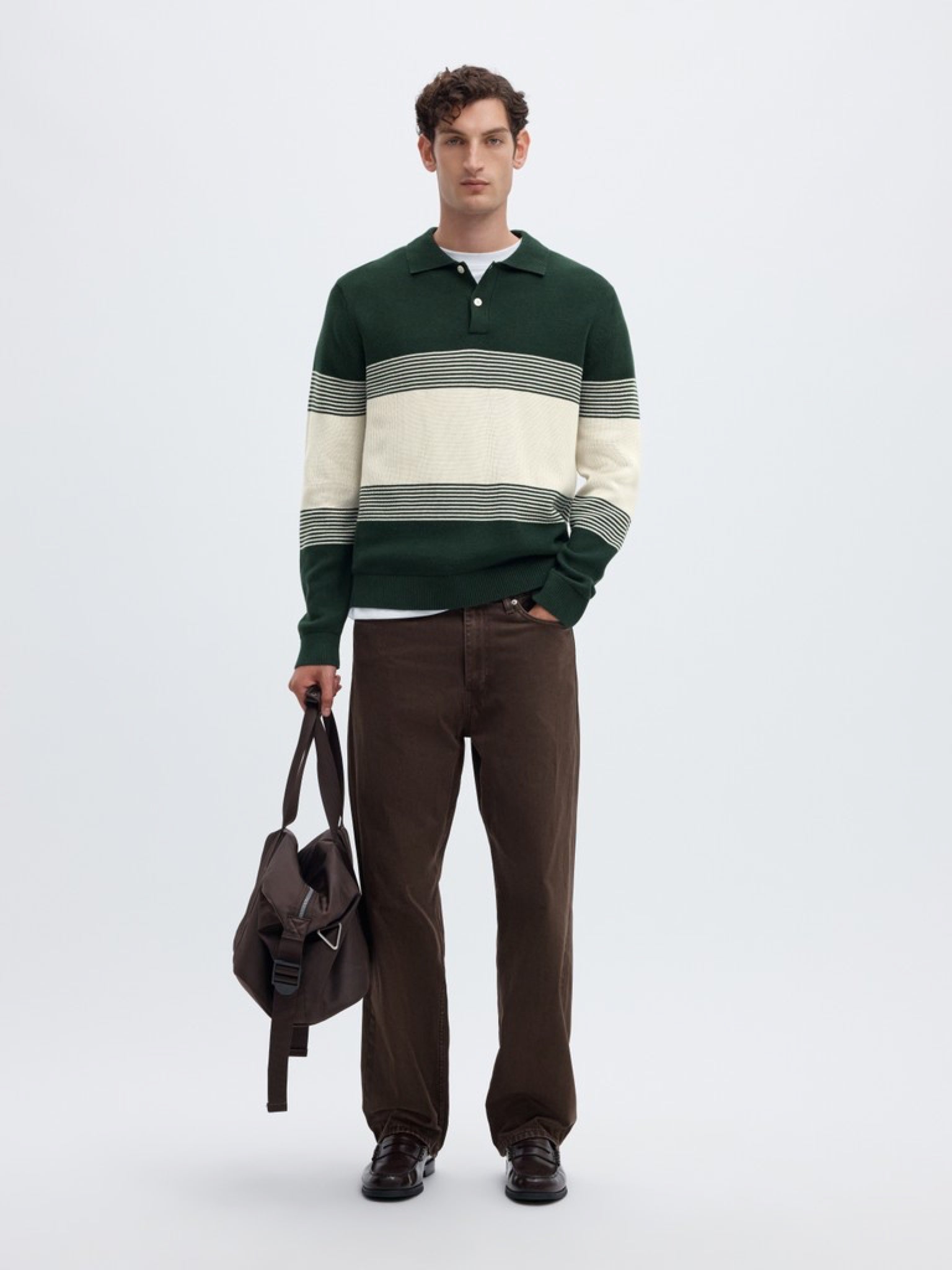 SLMDANE Polo en maille rayé — Pine Grove & Silver Birch — vue 6