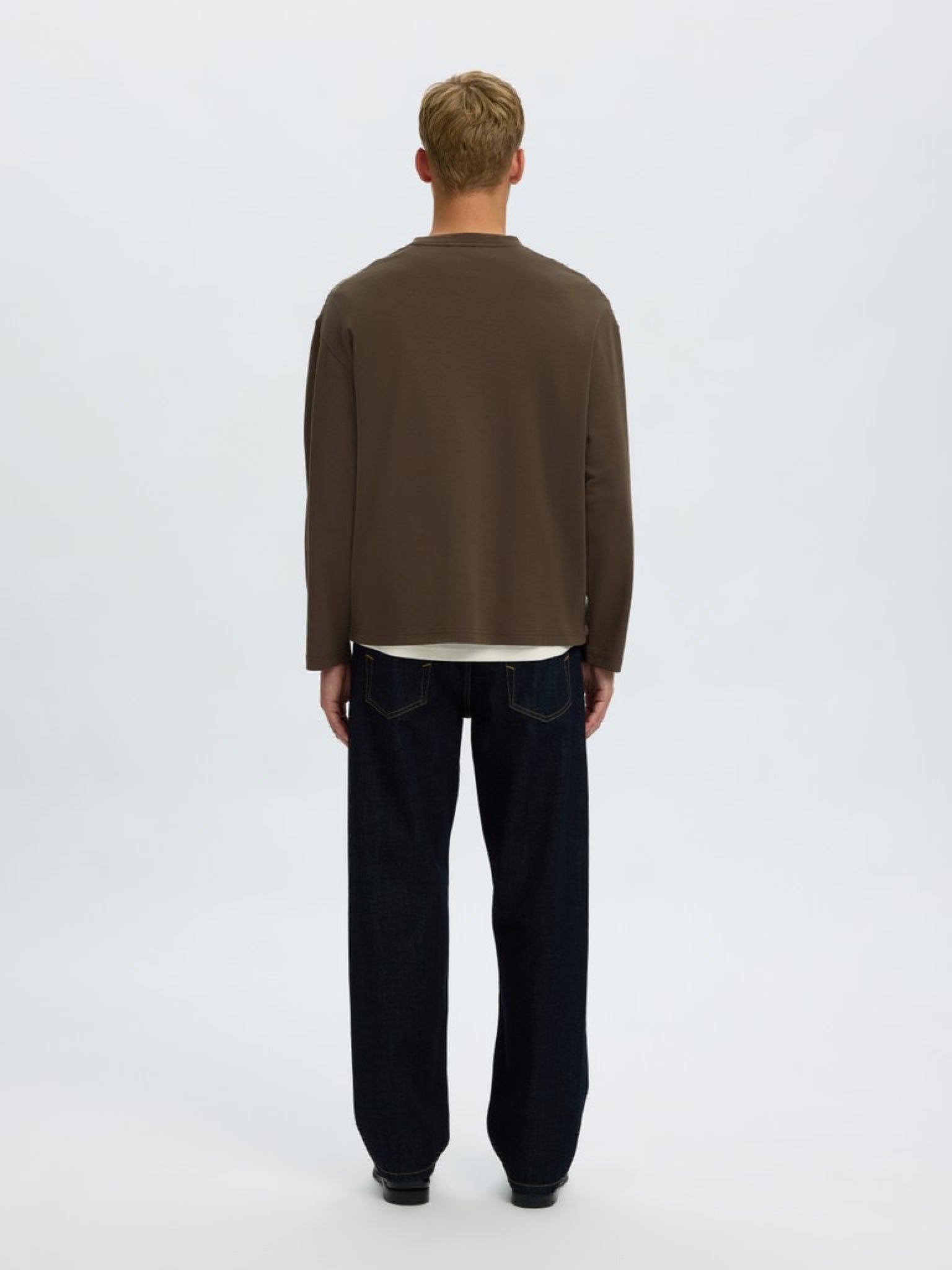 SLMTAJ T-shirt manches longues en coton bio — Turkish Coffee — vue 3