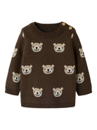 NBMNEIL Pull bébé en maille à oursons — name it — Chocolate Brown — vue de face | Appart 17 Bruxelles